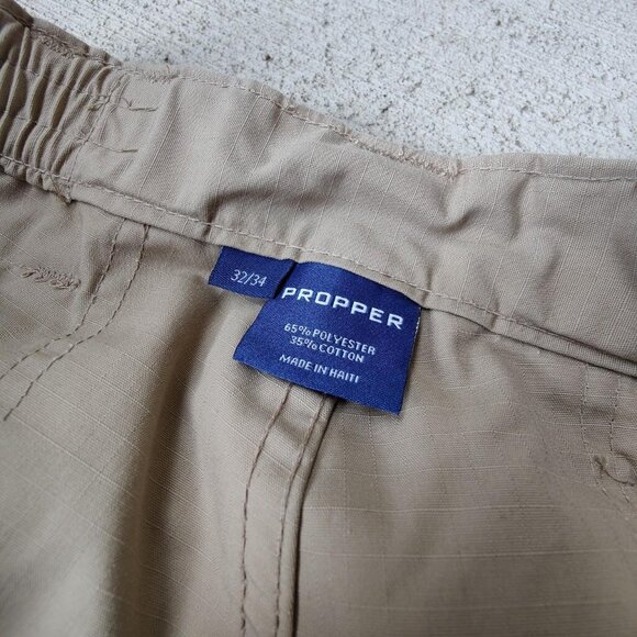 'Proper' tan water-resistant gorpcore double knee cargo hiking pants men's 32 - Picture 4 of 4